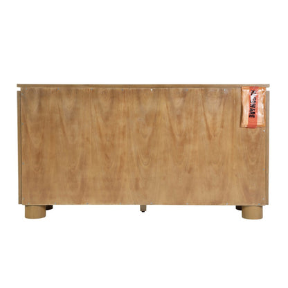 Genoa 60 in. W Rectangular Wood Sideboard with Storage, Light Brown