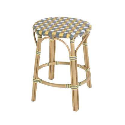 Ballito 24 in. Seat Height Oval Rattan Counter Stool, Yellow and Brown