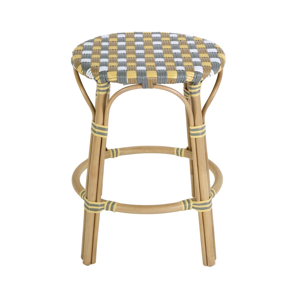 Ballito 24 in. Seat Height Oval Rattan Counter Stool, Yellow and Brown
