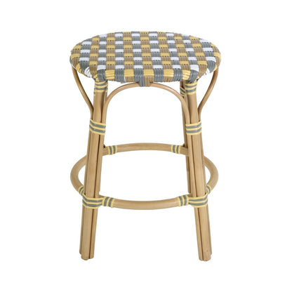 Ballito 24 in. Seat Height Oval Rattan Counter Stool, Yellow and Brown