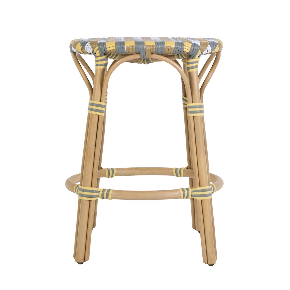 Ballito 24 in. Seat Height Oval Rattan Counter Stool, Yellow and Brown