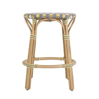 Ballito 24 in. Seat Height Oval Rattan Counter Stool, Yellow and Brown
