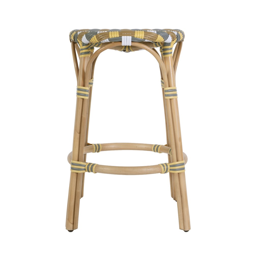 Ballito 24 in. Seat Height Oval Rattan Counter Stool, Yellow and Brown