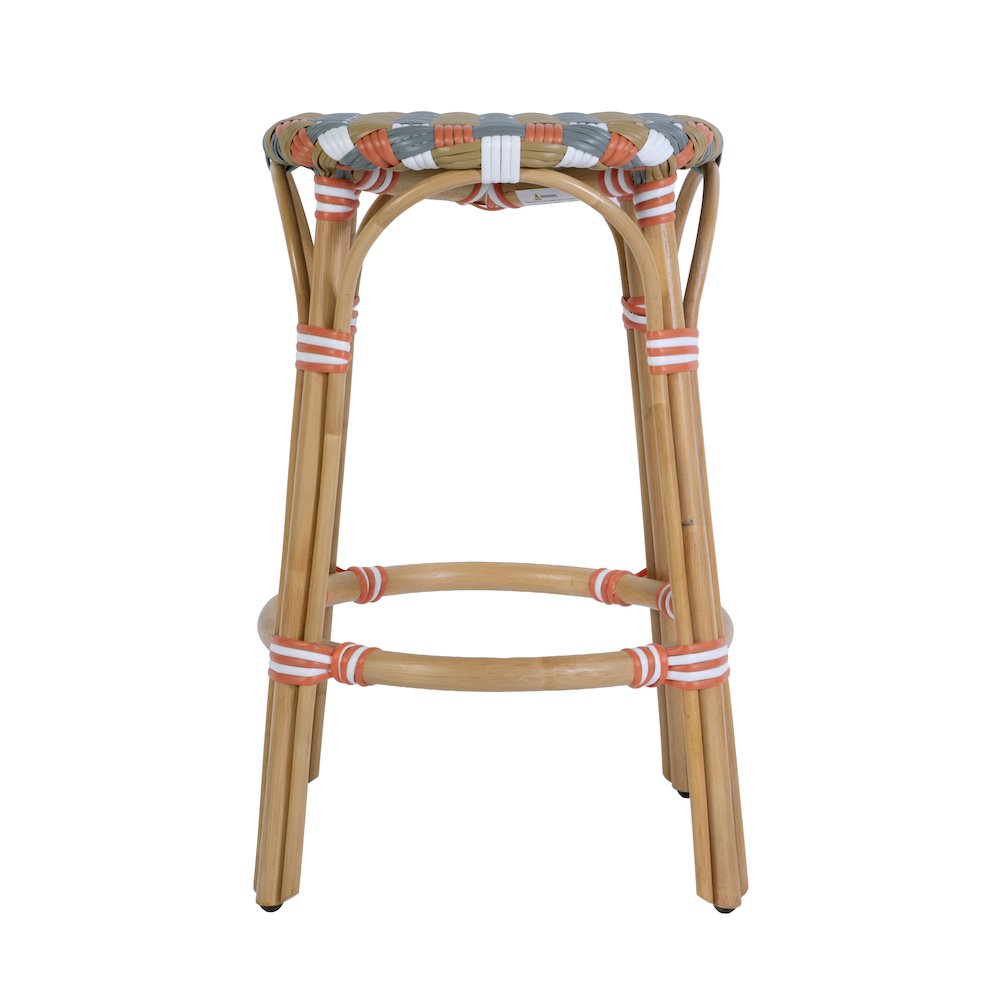Ballito 24 in. Seat Height Oval Rattan Counter Stool, Orange and Brown