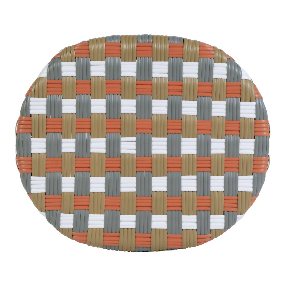 Ballito 24 in. Seat Height Oval Rattan Counter Stool, Orange and Brown
