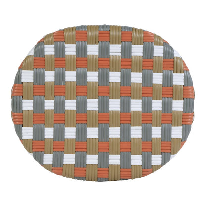 Ballito 24 in. Seat Height Oval Rattan Counter Stool, Orange and Brown