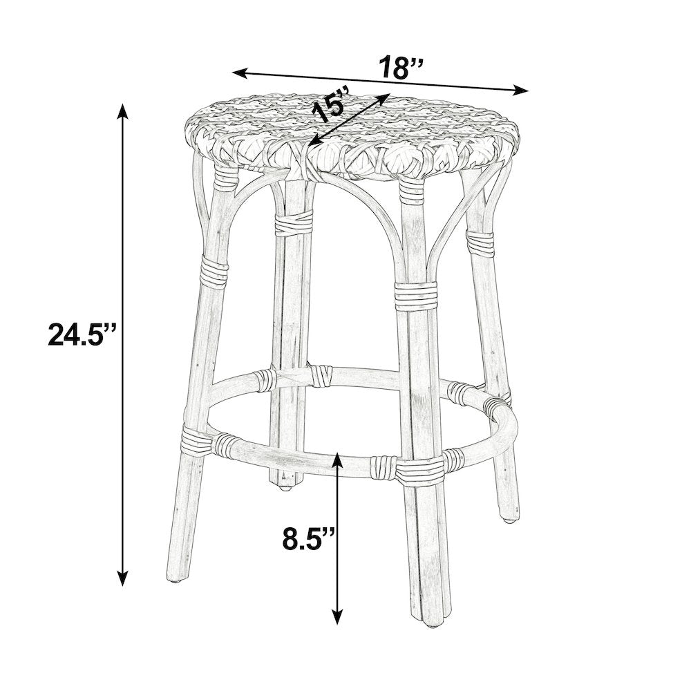 Ballito 24 in. Seat Height Oval Rattan Counter Stool, Orange and Brown