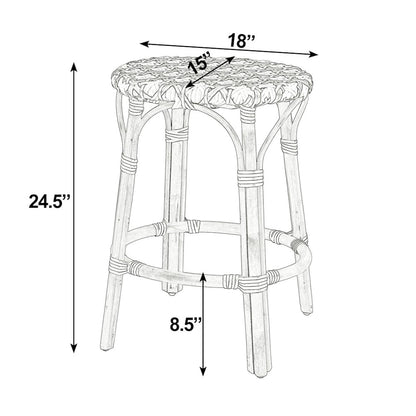 Ballito 24 in. Seat Height Oval Rattan Counter Stool, Orange and Brown