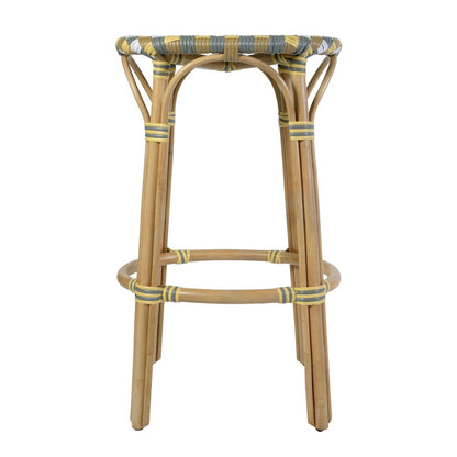 Ballito 30 in. Seat Height Oval Rattan Bar Stool with Footrest, Yellow and Brown