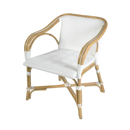 Portofino 18.75 in. Seat Height Rattan Arm Chair, Smooth White