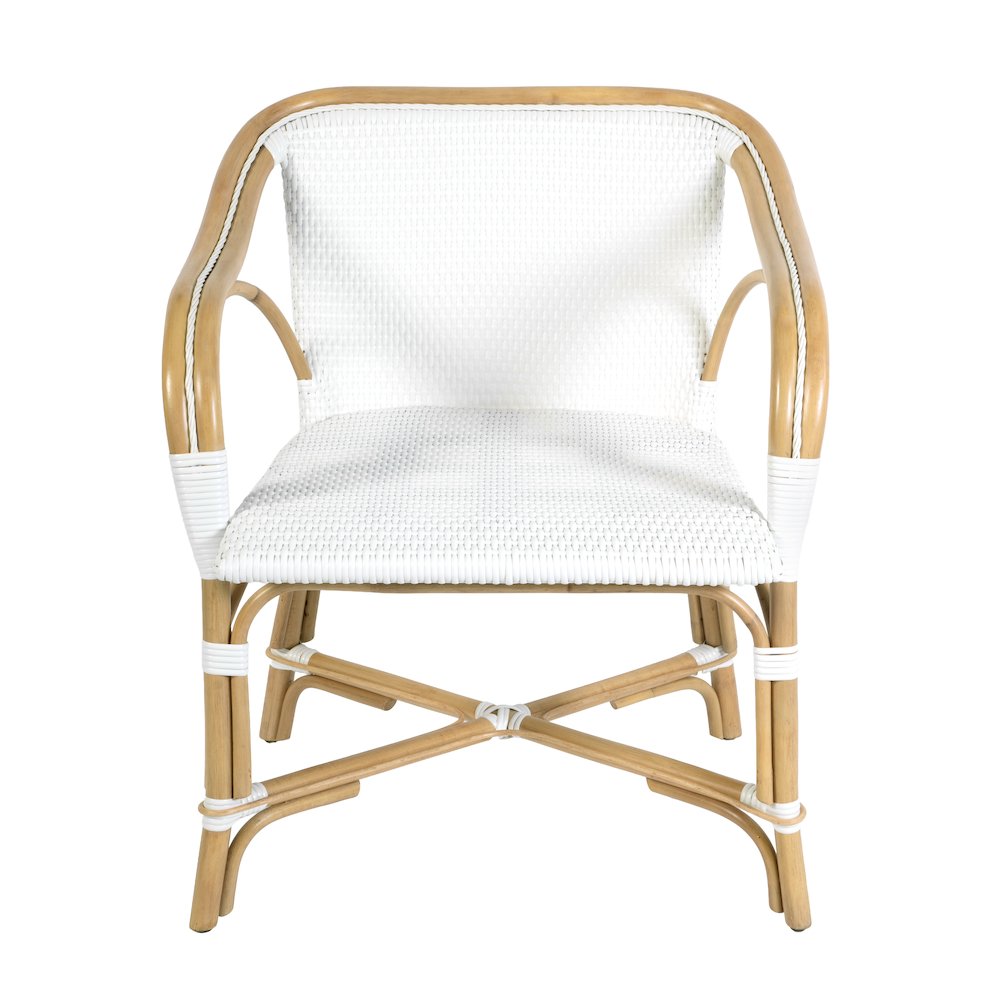 Portofino 18.75 in. Seat Height Rattan Arm Chair, Smooth White