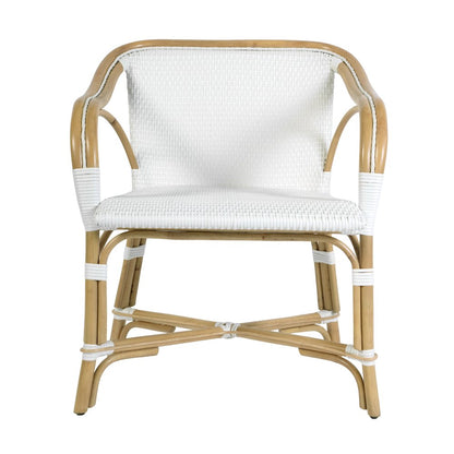 Portofino 18.75 in. Seat Height Rattan Arm Chair, Smooth White