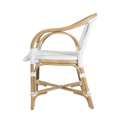 Portofino 18.75 in. Seat Height Rattan Arm Chair, Smooth White