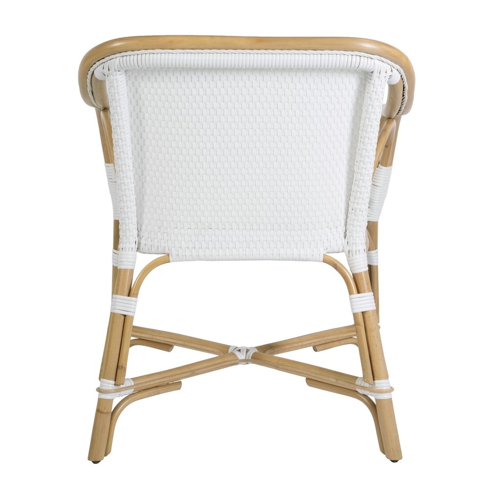 Portofino 18.75 in. Seat Height Rattan Arm Chair, Smooth White