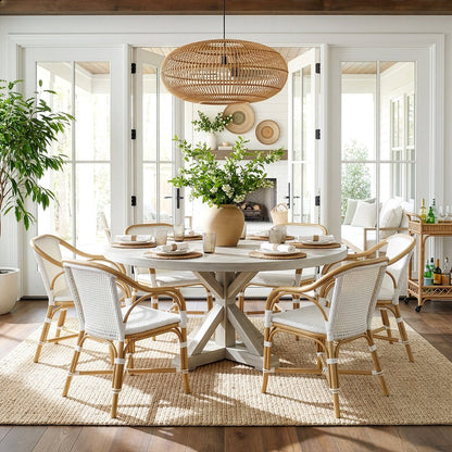 Portofino 18.75 in. Seat Height Rattan Arm Chair, Smooth White