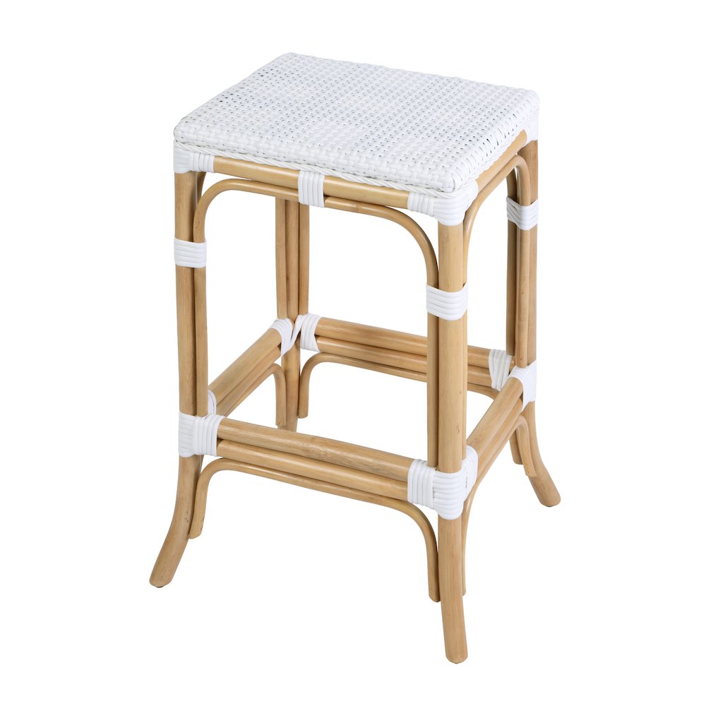 Laguna 24.5 in. Seat Height Rattan Counter Stool, Smooth White