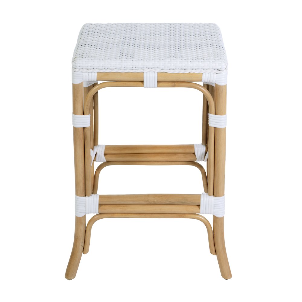 Laguna 24.5 in. Seat Height Rattan Counter Stool, Smooth White