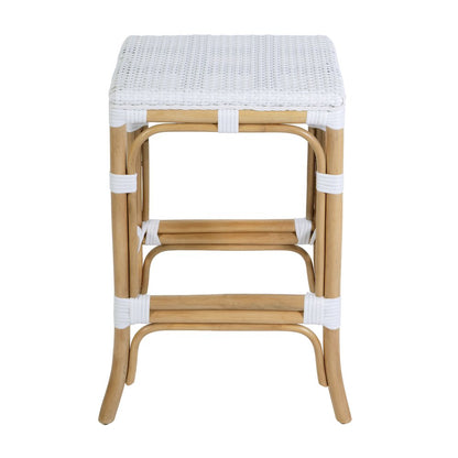 Laguna 24.5 in. Seat Height Rattan Counter Stool, Smooth White