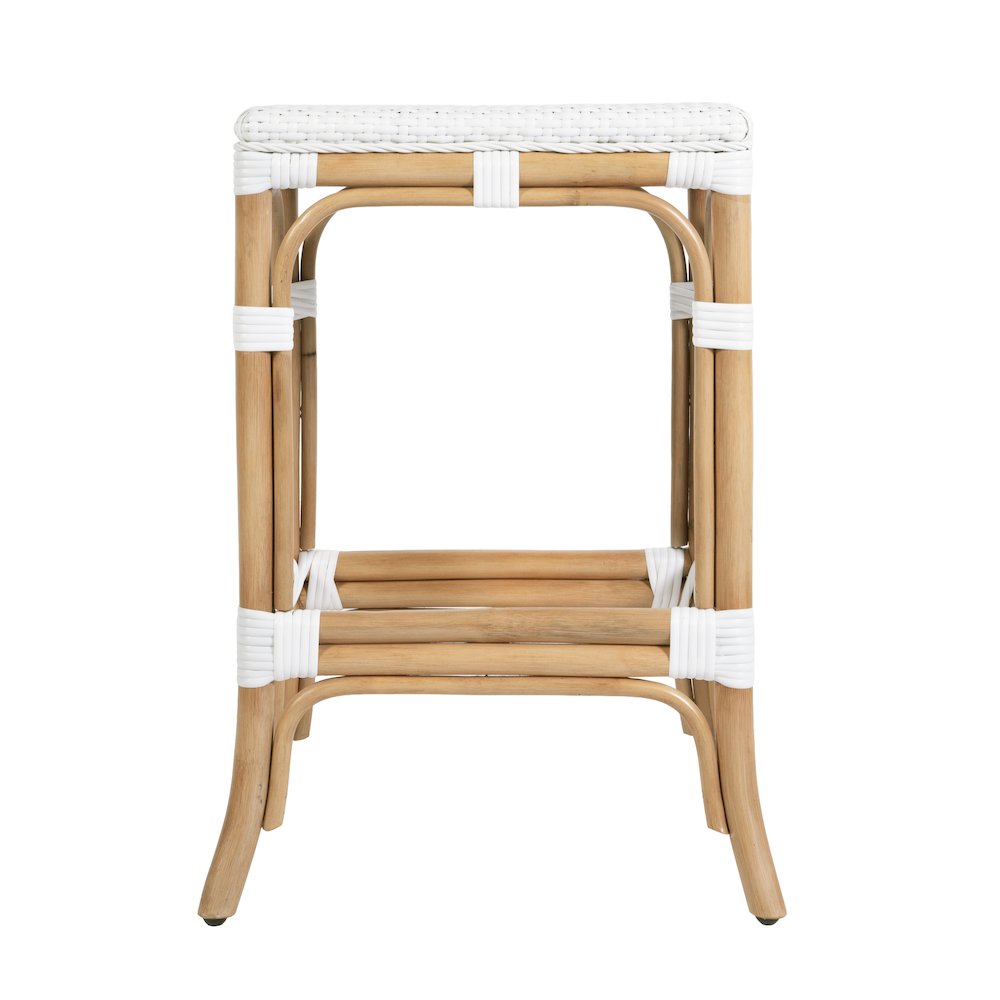 Laguna 24.5 in. Seat Height Rattan Counter Stool, Smooth White