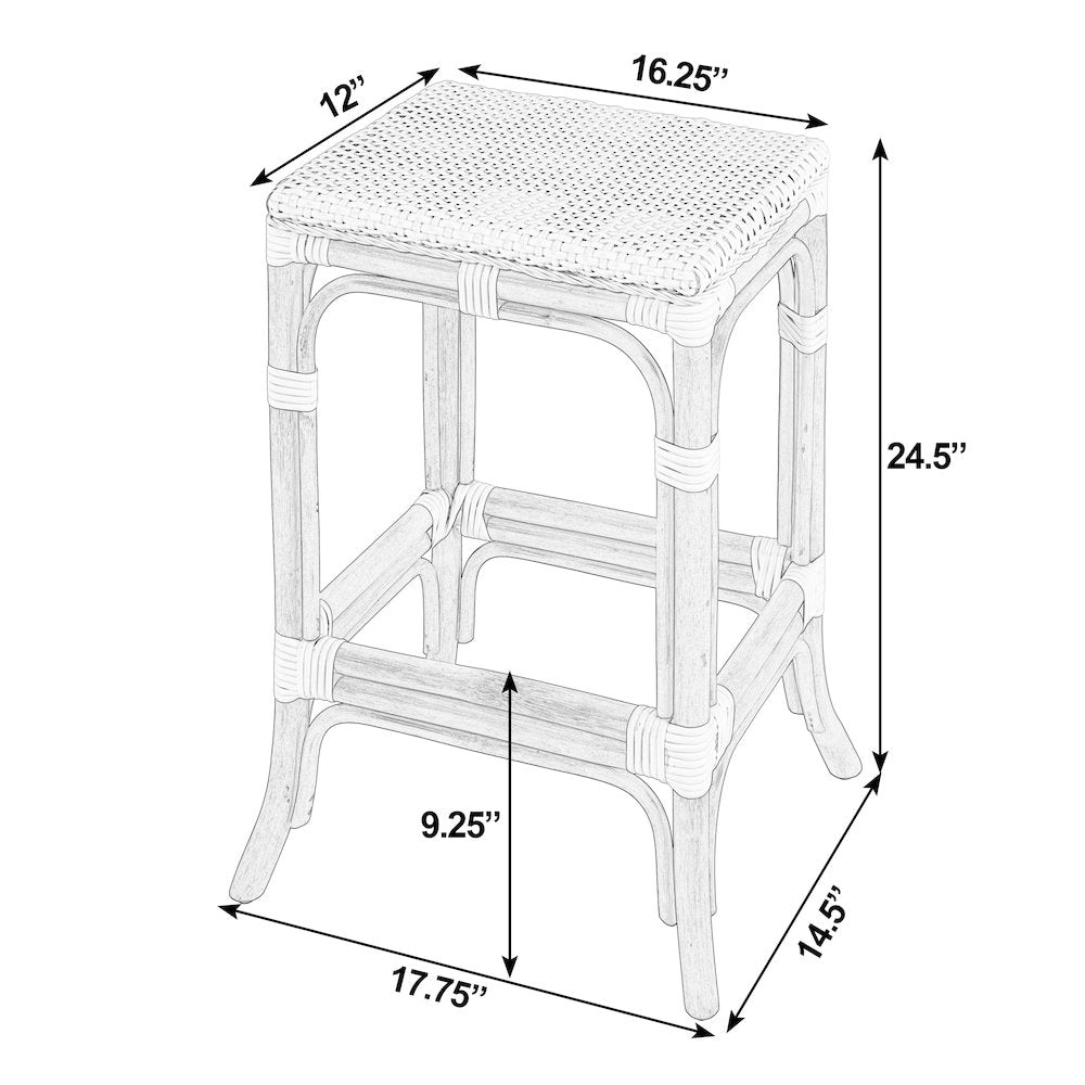 Laguna 24.5 in. Seat Height Rattan Counter Stool, Smooth White
