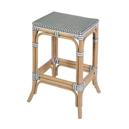 Laguna 24.5 in. Seat Height Rattan Counter Stool, Gray and White