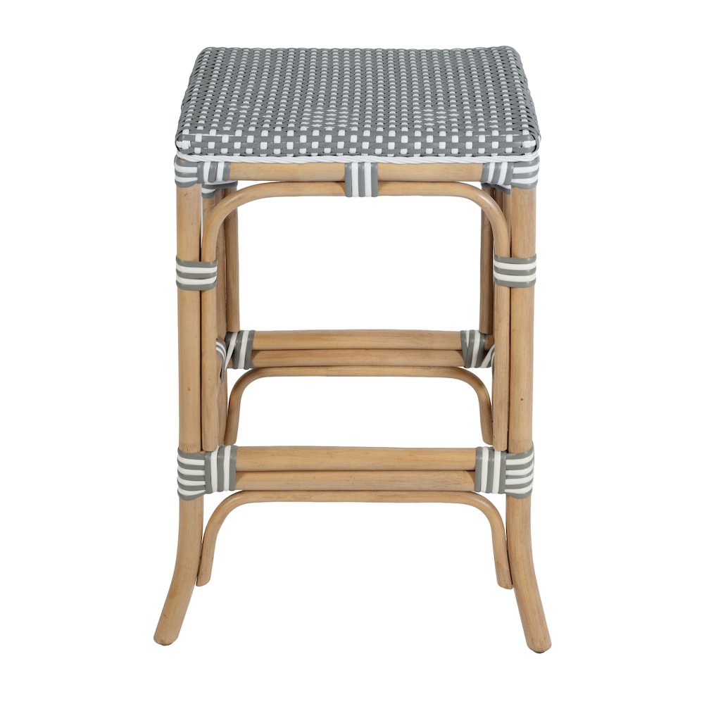 Laguna 24.5 in. Seat Height Rattan Counter Stool, Gray and White
