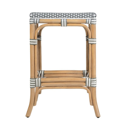 Laguna 24.5 in. Seat Height Rattan Counter Stool, Gray and White