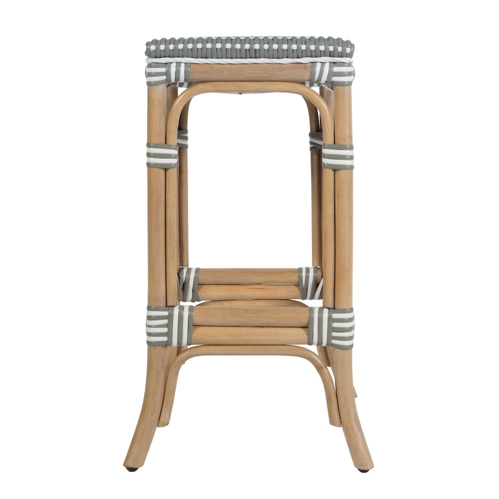 Laguna 24.5 in. Seat Height Rattan Counter Stool, Gray and White