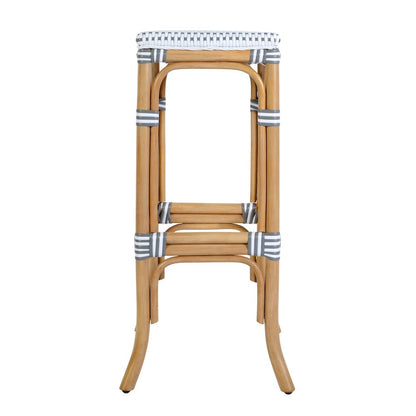 Laguna 30.5 in. Seat Height Rectangular Rattan Backless Bar Stool White and Gray