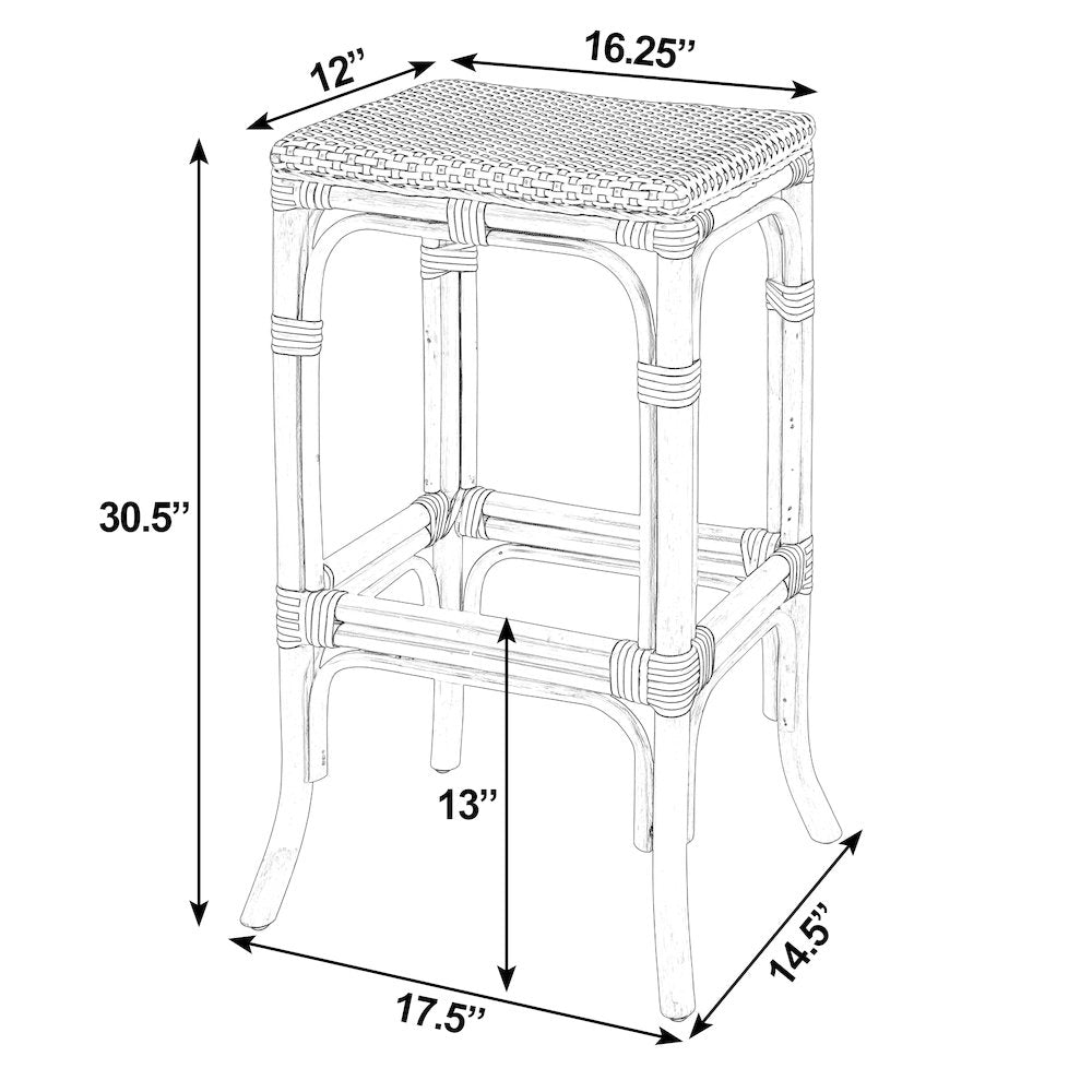 Laguna 30.5 in. Seat Height Rectangular Rattan Backless Bar Stool White and Gray