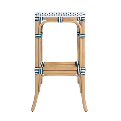 Laguna 30.5 in. Seat Height Rectangular Rattan Backless Bar Stool White and Navy