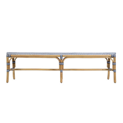 Laguna 66.5 in. W Rectangular Rattan Backless Accent Bench, White and Navy