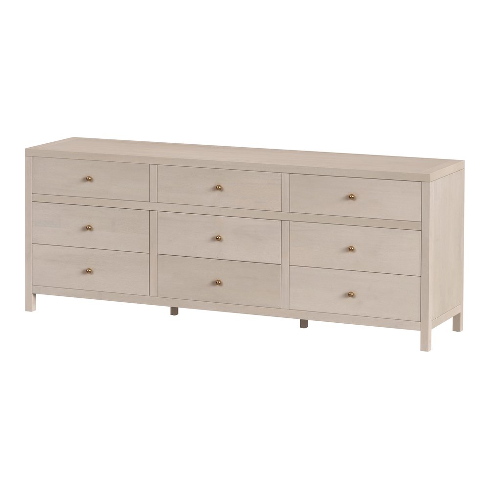 Nora 84 in. W Rectangular Wood 9 Drawer Dresser, Taupe