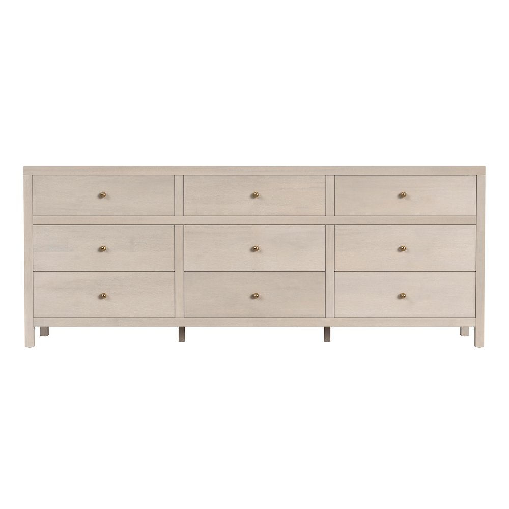 Nora 84 in. W Rectangular Wood 9 Drawer Dresser, Taupe