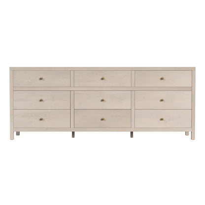 Nora 84 in. W Rectangular Wood 9 Drawer Dresser, Taupe