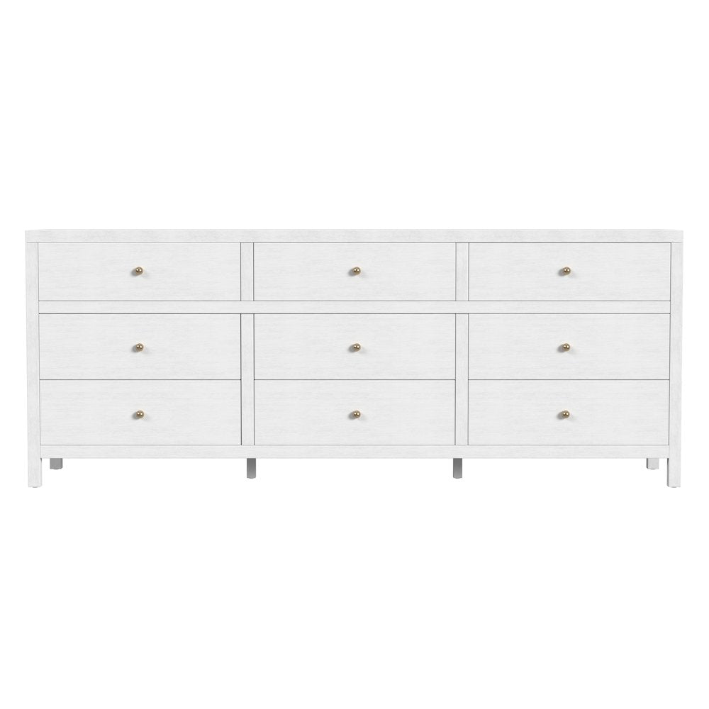 Nora 84 in. W Rectangular Wood 9 Drawer Dresser, White