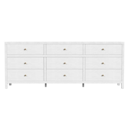 Nora 84 in. W Rectangular Wood 9 Drawer Dresser, White