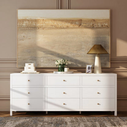 Nora 84 in. W Rectangular Wood 9 Drawer Dresser, White
