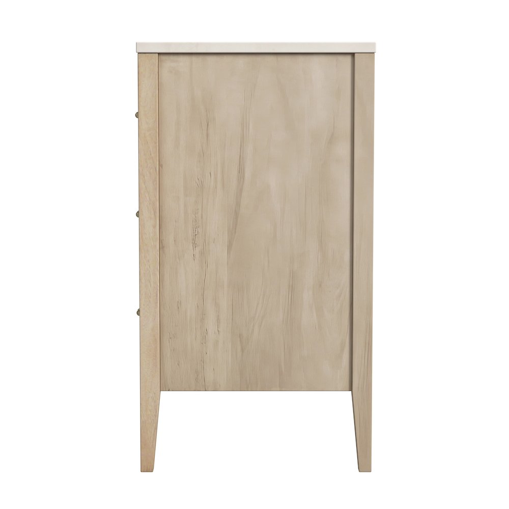 Averly 32.75 in. W Marble and Wood 3 Drawer Chest, Light Brown