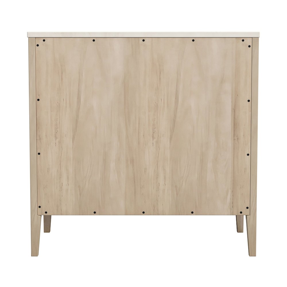 Averly 32.75 in. W Marble and Wood 3 Drawer Chest, Light Brown