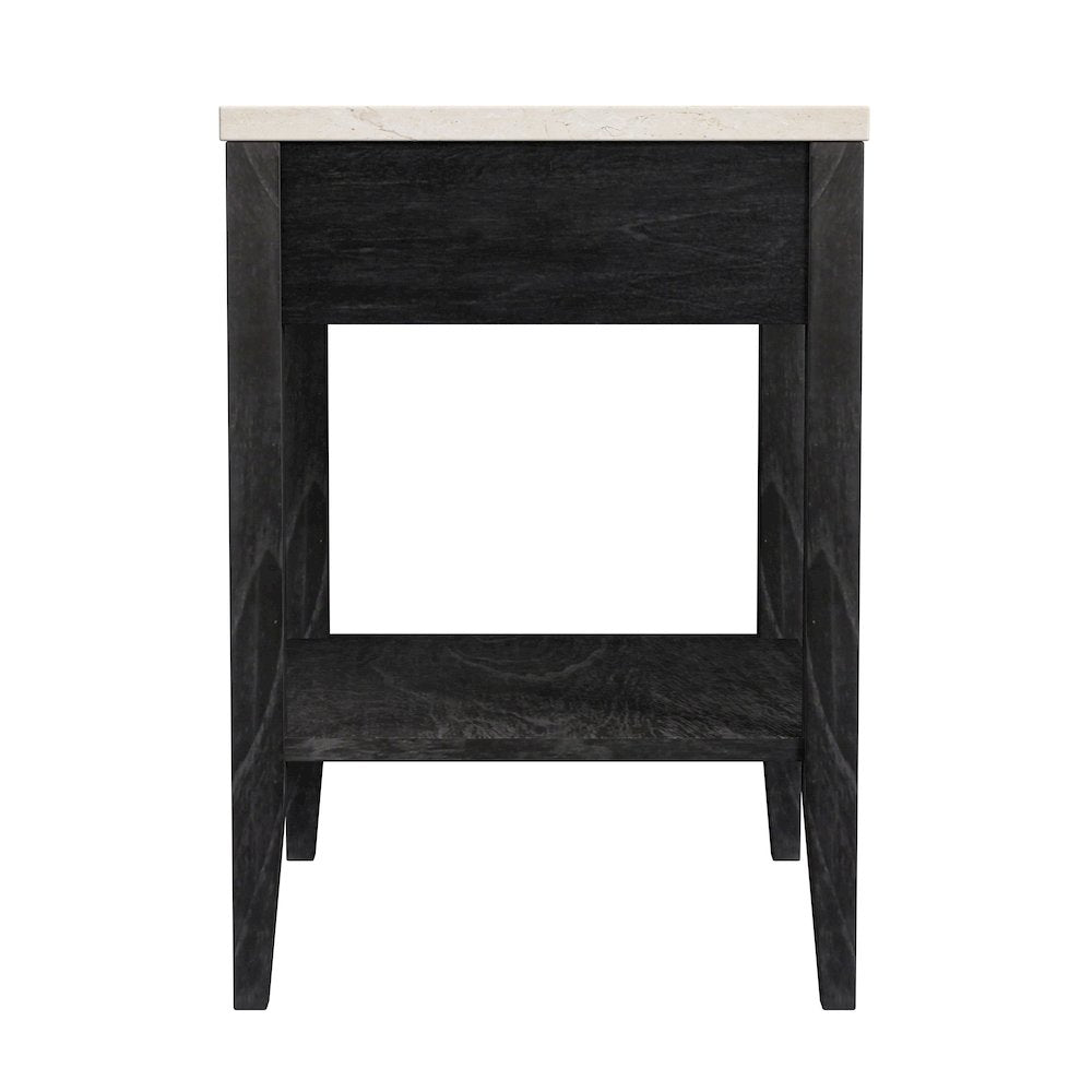 Averly 22"W Marble Top 1 Drawer Nightstand with Shelf, Black
