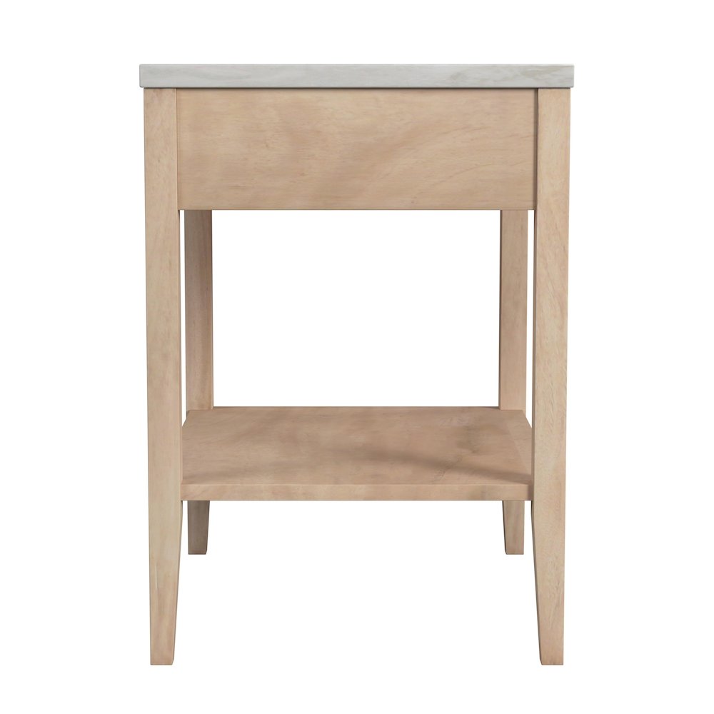 Averly 22"W Marble Top 1 Drawer Nightstand with Shelf, Light Brown