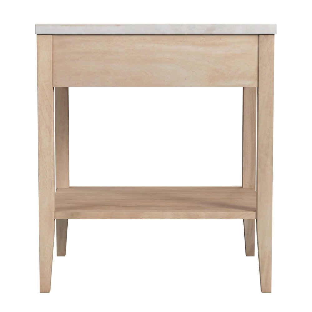 Averly 22"W Marble Top 1 Drawer Nightstand with Shelf, Light Brown