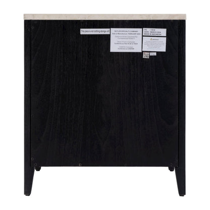 Averly 22"W Marble Top 2 Drawer Nightstand with Shelf, Black