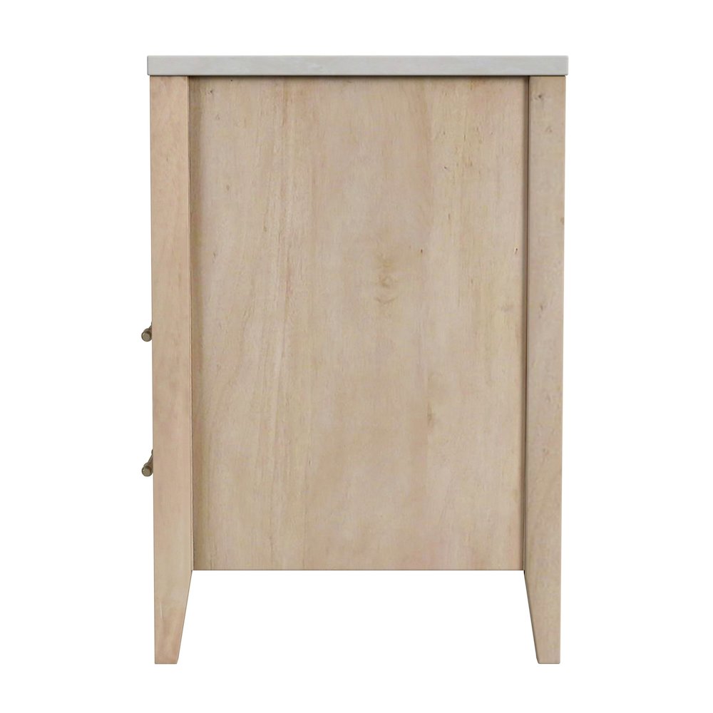 Averly 22"W Marble Top 2 Drawer Nightstand with Shelf, Light Brown