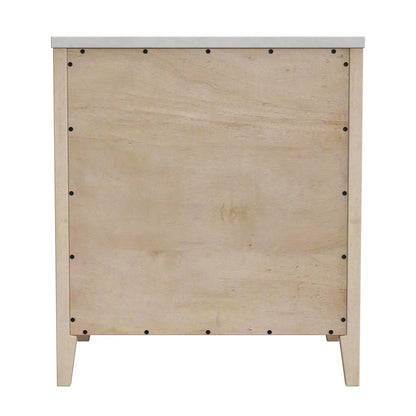 Averly 22"W Marble Top 2 Drawer Nightstand with Shelf, Light Brown