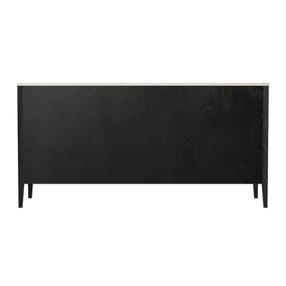Averly 64"W Rectangular Marble Top 6 Drawer Dresser, Black
