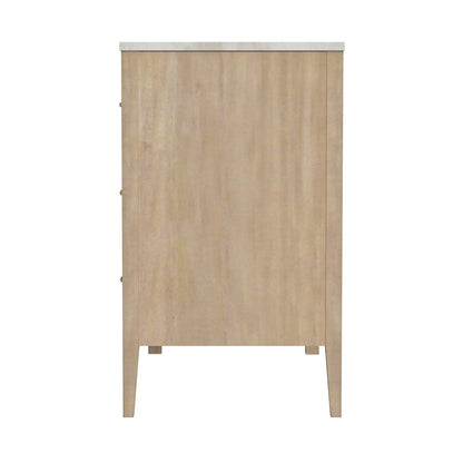 Averly 64"W Rectangular Marble Top 6 Drawer Dresser, Light Brown