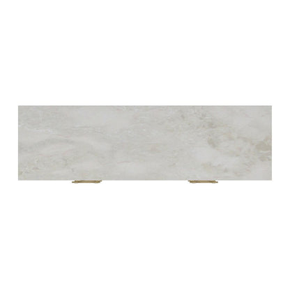 Averly 64"W Rectangular Marble Top 6 Drawer Dresser, Light Brown
