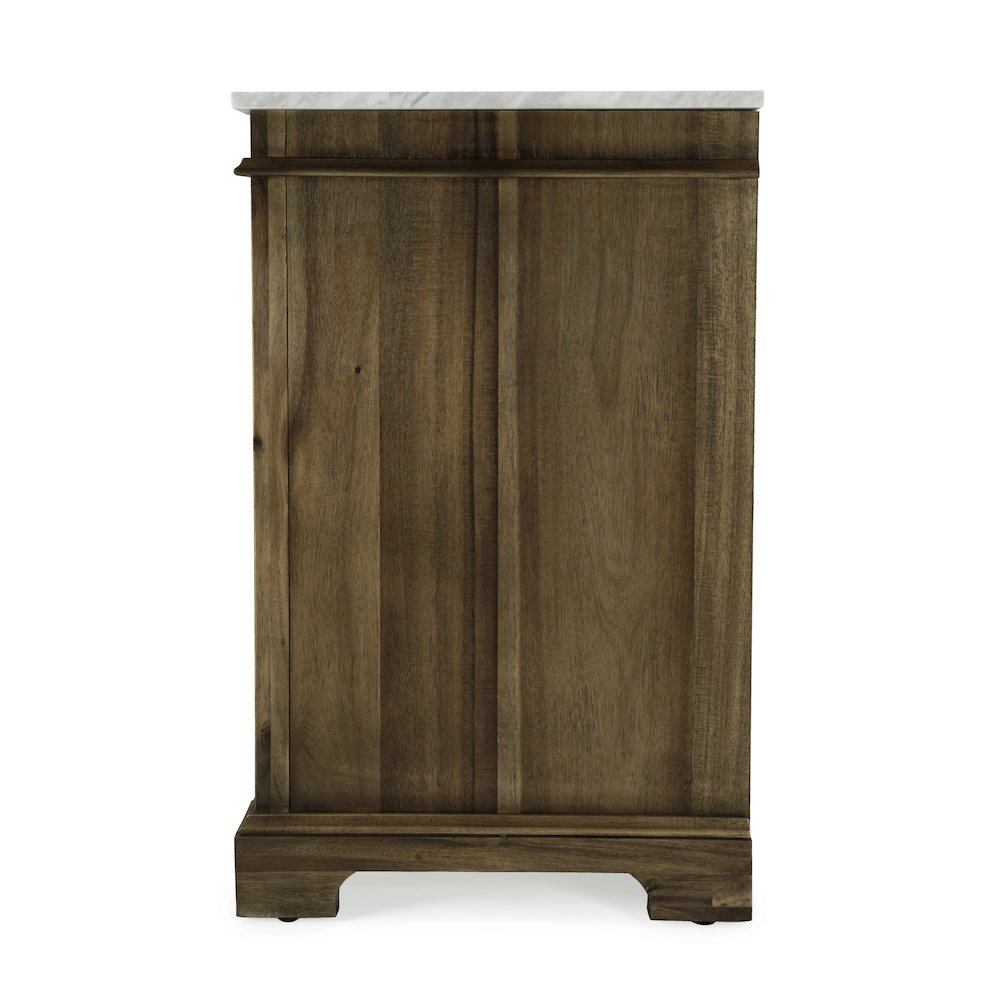 Rachelle 60 in. W Carrara Marble Top 6 Drawer Double Bathroom Vanity, Brown